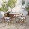Merrick Lane Celia Bistro Style Table with Glass Top, PE Rattan, 2 Stack Chairs, and Bamboo Finished Metal Frame for Indoor/Outdoor Use